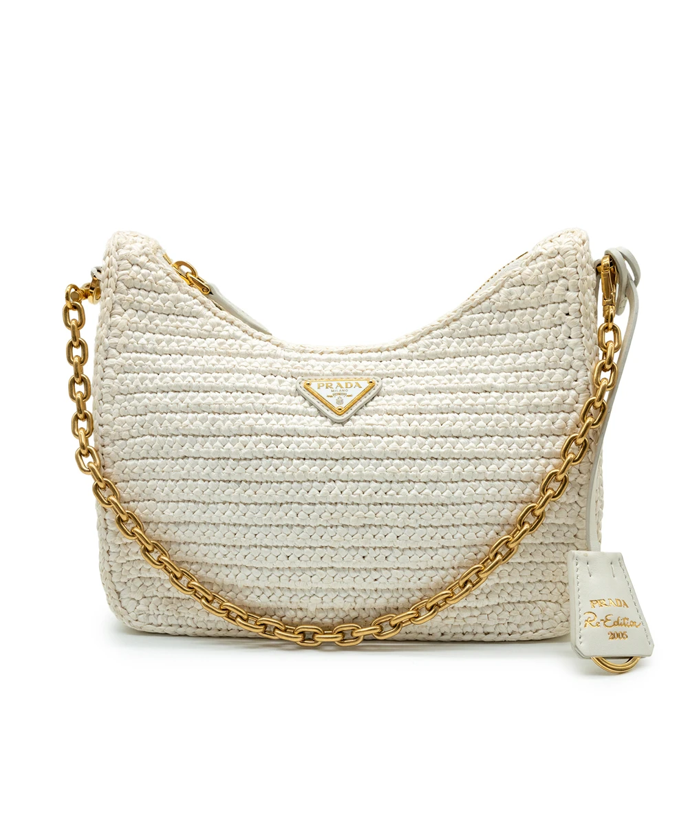 Prada White Re-Edition 2005 Crochet Bag