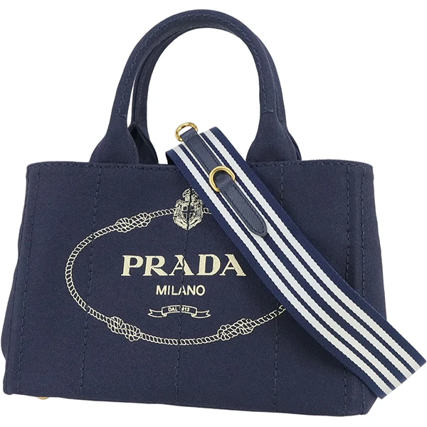 Prada Navy Blue Canvas Canapa Logo Handbag