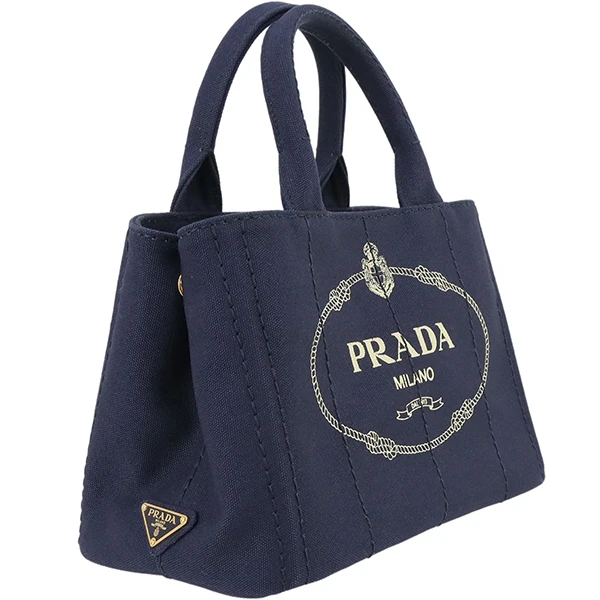 Prada Navy Blue Canvas Canapa Logo Handbag