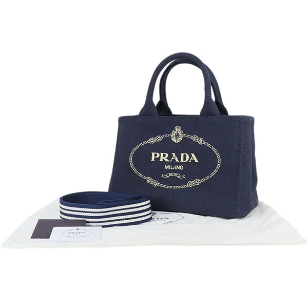 Prada Navy Blue Canvas Canapa Logo Handbag