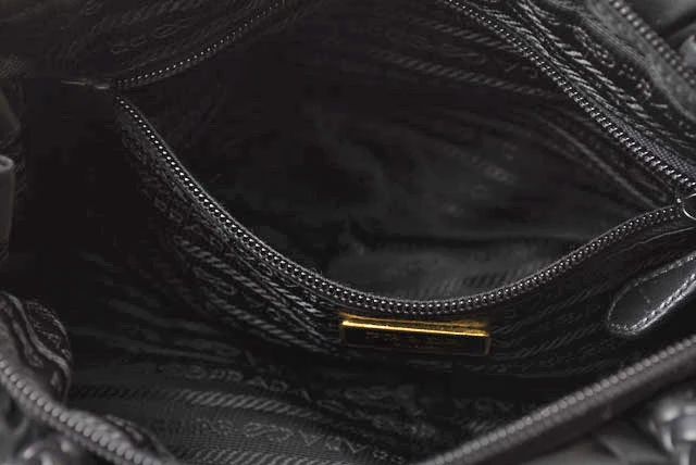 Prada Black Tessuto Nylon Bow Crossbody Tote Bag