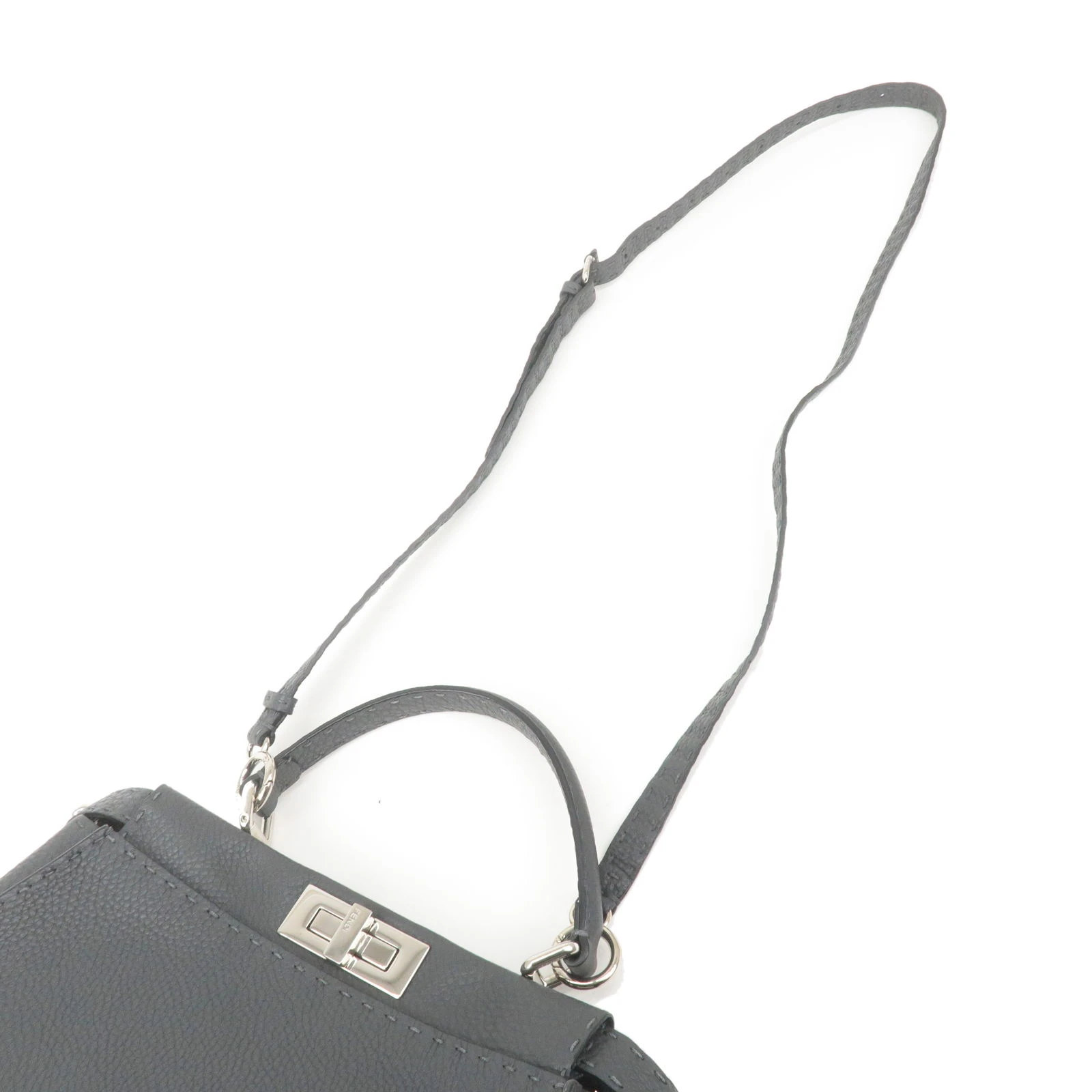 Fendi Grey Selleria Leather Medium Peekaboo Top Handle Bag