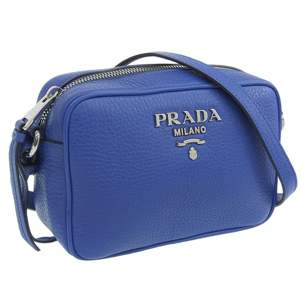 Prada Blue Calfskin Mini Zip Crossbody Bag