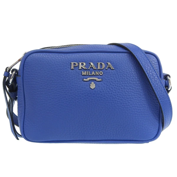 Prada Blue Calfskin Mini Zip Crossbody Bag