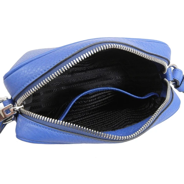 Prada Blue Calfskin Mini Zip Crossbody Bag