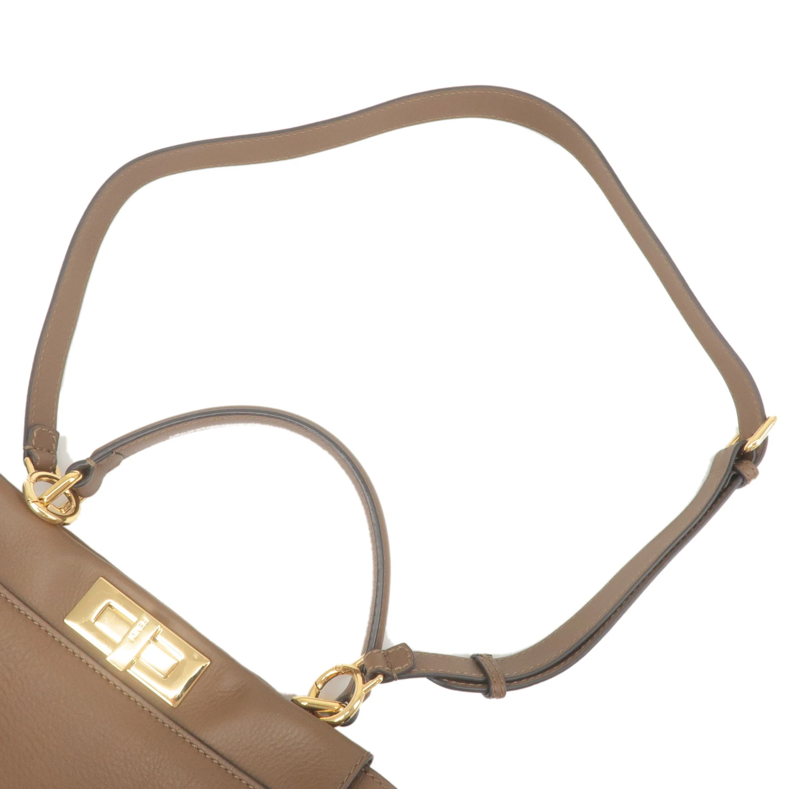 Fendi Brown Leather Medium Peekaboo Top Handle Bag