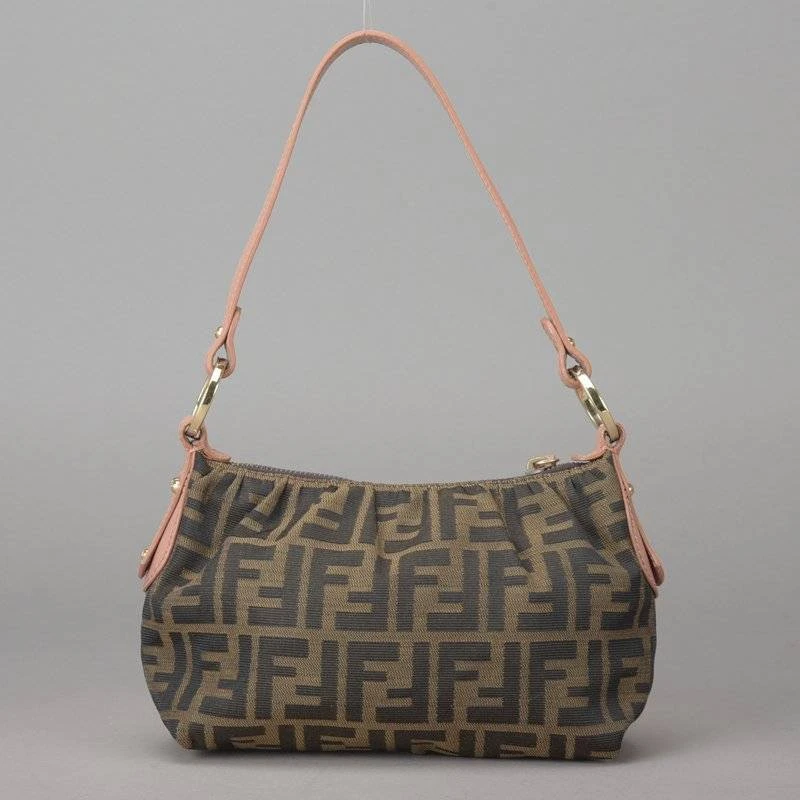 Fendi Tobacco Zucca Canvas And Leather Hobo Bag