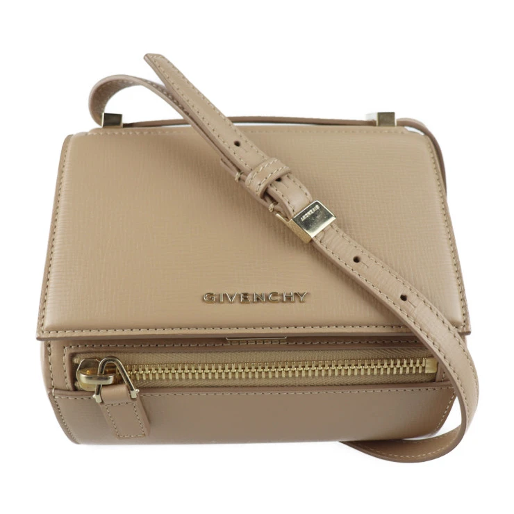 Givenchy Beige Leather Mini Pandora Box Shoulder Bag